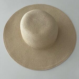 H&M Wide Brim Straw Sun Hat in Natural Beige